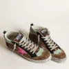 Mid Star in pelle di pony con stampa leopardata e stella in pelle fucsia