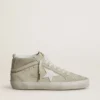 Mid Star in pelle scamosciata grigio chiaro con stella in pelle bianca