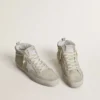 Mid Star in pelle scamosciata grigio chiaro con stella in pelle bianca
