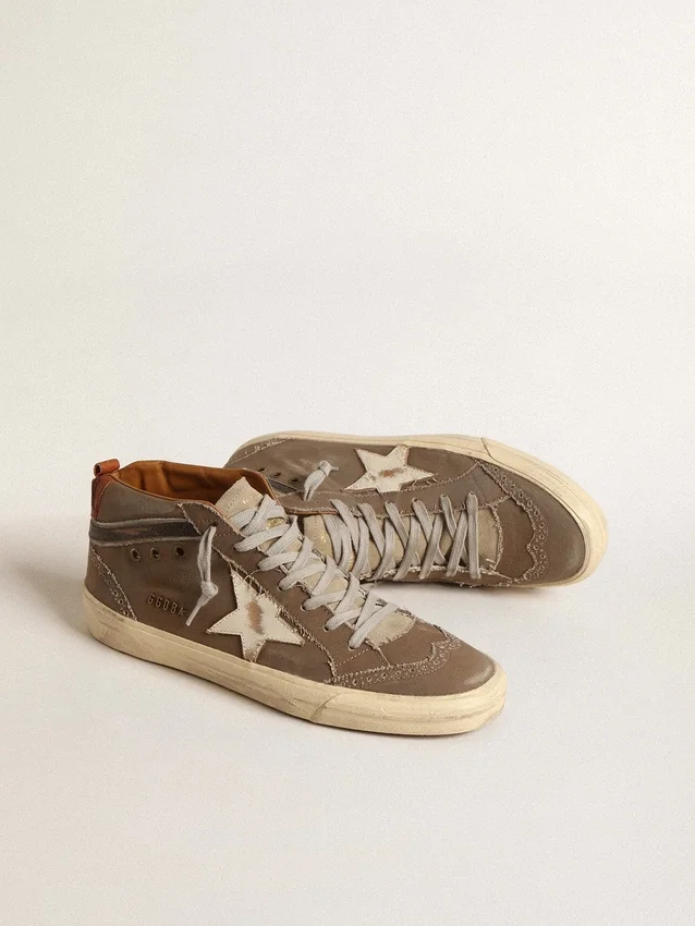 Mid Star in tela verde con stella in pelle e striscia nera