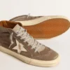 Mid Star in tela verde con stella in pelle e striscia nera