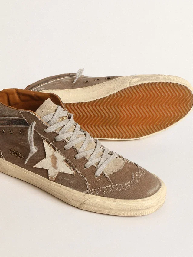 Mid Star in tela verde con stella in pelle e striscia nera