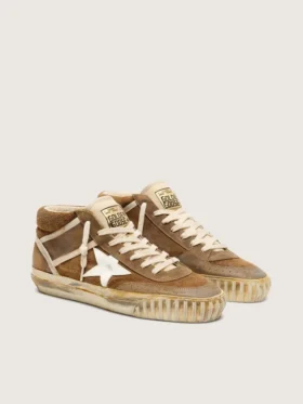 Mid Star LAB da donna in pelle scamosciata color ruggine con stella in pelle bianca
