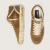 Mid Star LAB da donna in pelle scamosciata color ruggine con stella in pelle bianca