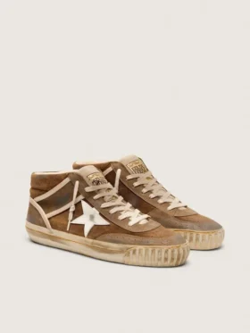 Mid Star LAB da uomo in pelle scamosciata color ruggine con stella in pelle bianca