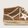 Mid Star LAB da uomo in pelle scamosciata color ruggine con stella in pelle bianca