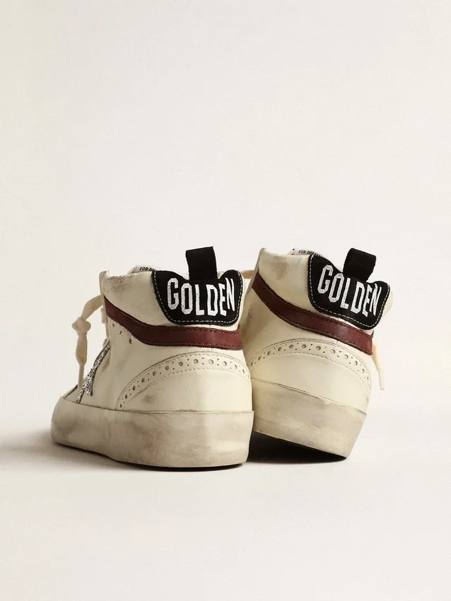 Mid Star LTD in pelle nappa bianca con stella glitterata argento