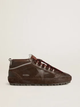 Mid Star Ski da uomo in pelle scamosciata marrone con stella in pelle e linguetta sul tallone in pelle scamosciata