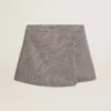 Mini shorts da donna grigi in lana a pied-de-poule