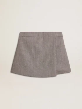 Mini shorts da donna grigi in lana a pied-de-poule