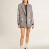 Mini shorts da donna grigi in lana a pied-de-poule