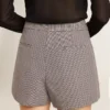 Mini shorts da donna grigi in lana a pied-de-poule