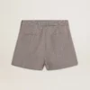 Mini shorts da donna grigi in lana a pied-de-poule