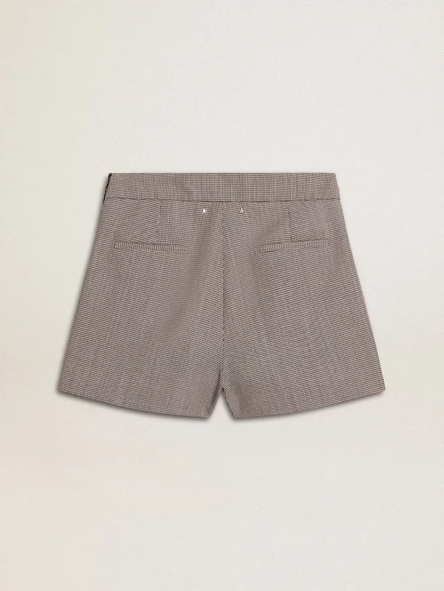 Mini shorts da donna grigi in lana a pied-de-poule