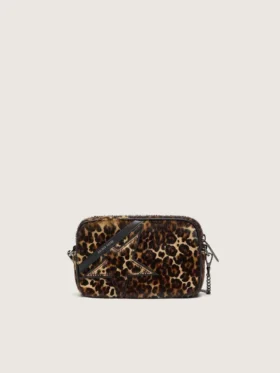 Mini Star Bag in pelle di pony con stampa animalier e stella tono su tono