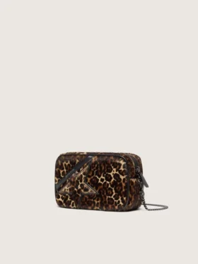 Mini Star Bag in pelle di pony con stampa animalier e stella tono su tono
