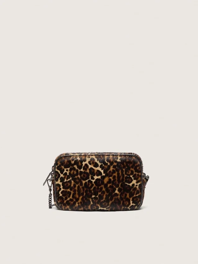 Mini Star Bag in pelle di pony con stampa animalier e stella tono su tono