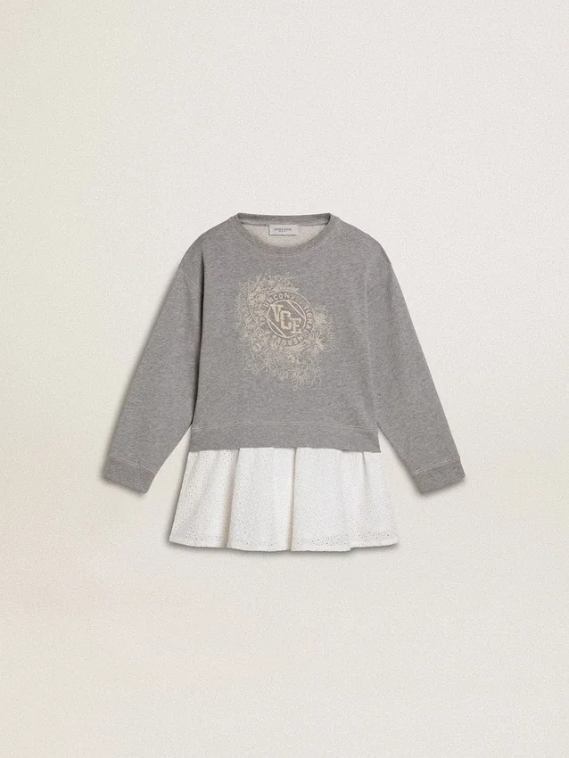 Miniabito grigio e bianco da bambina