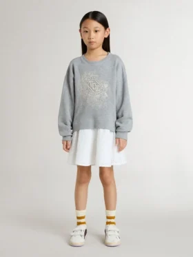 Miniabito grigio e bianco da bambina