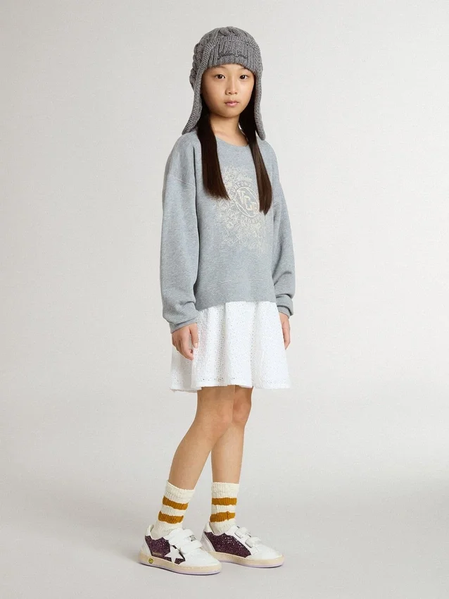 Miniabito grigio e bianco da bambina