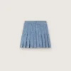 Minigonna a pieghe da bambina “Journey” in chambray di cotone azzurro con logo ricamato