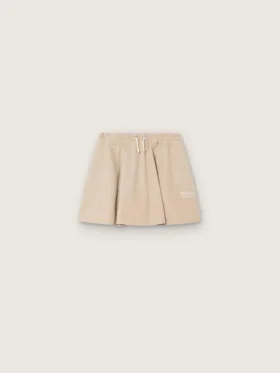Minigonna da bambina “Journey” in gabardina di cotone beige con stampa