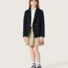 Minigonna da bambina “Journey” in gabardina di cotone beige con stampa