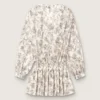 Minivestito da donna in cotone con stampa floreale in bianco e nero