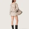 Minivestito da donna in cotone con stampa floreale in bianco e nero