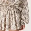 Minivestito da donna in cotone con stampa floreale in bianco e nero
