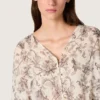 Minivestito da donna in cotone con stampa floreale in bianco e nero