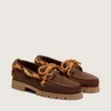 Mocassini Cruise da donna in pelle scamosciata cerata marrone con lacci da trekking grigio tortora