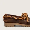 Mocassini Cruise da donna in pelle scamosciata cerata marrone con lacci da trekking grigio tortora
