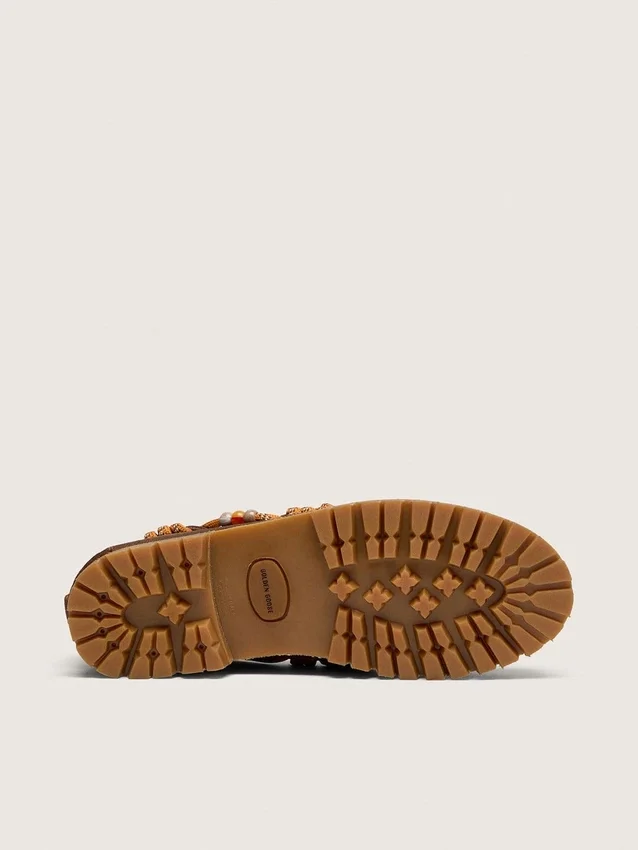 Mocassini Cruise da donna in pelle scamosciata cerata marrone con lacci da trekking grigio tortora