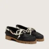 Mocassini Cruise da donna in pelle scamosciata cerata nera con lacci da trekking neri