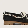 Mocassini Cruise da donna in pelle scamosciata cerata nera con lacci da trekking neri