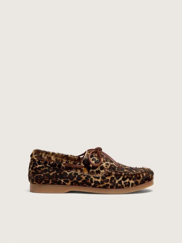 Mocassini Young Cruise in pelle di pony con stampa leopardata