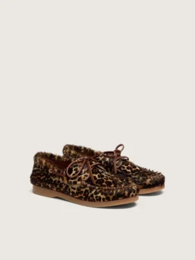 Mocassini Young Cruise in pelle di pony con stampa leopardata
