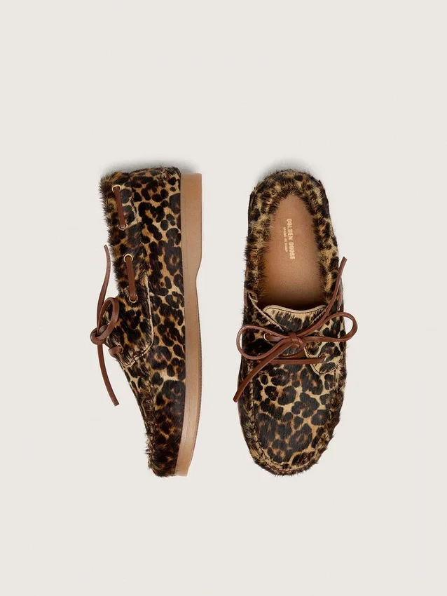 Mocassini Young Cruise in pelle di pony con stampa leopardata