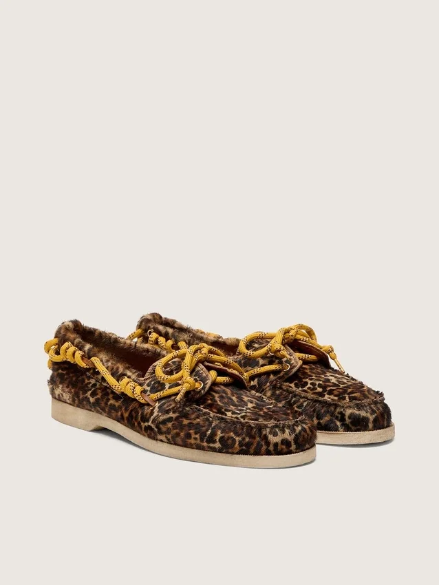 Mocassino Cruise da uomo in pelle di pony con stampa leopardata