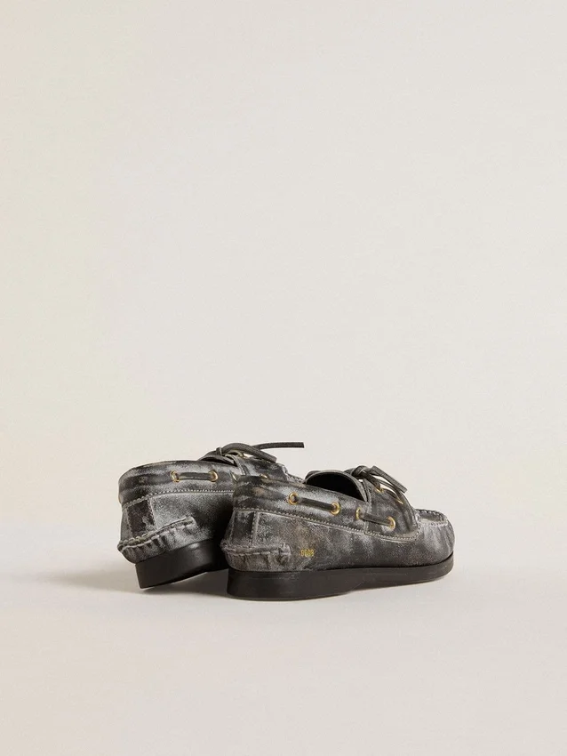 Mocassino Cruise junior in pelle nera invecchiata