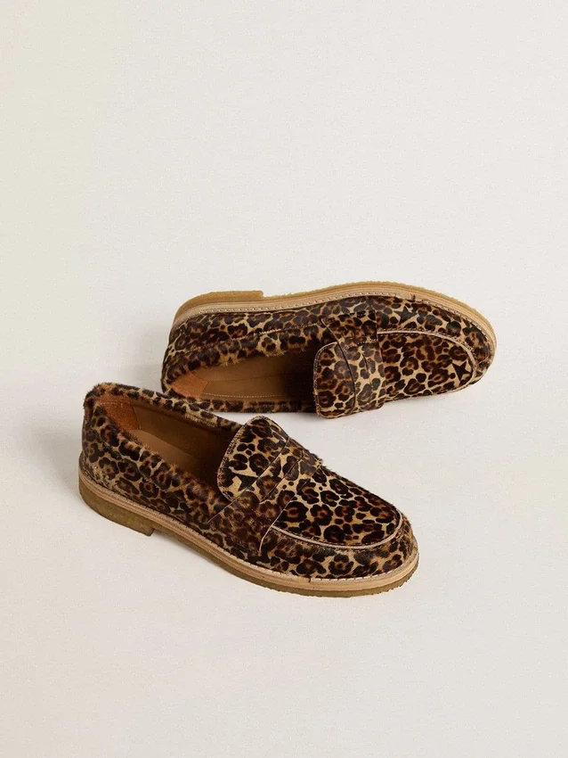 Mocassino da donna Jerry in pelle di pony con stampa leopardata