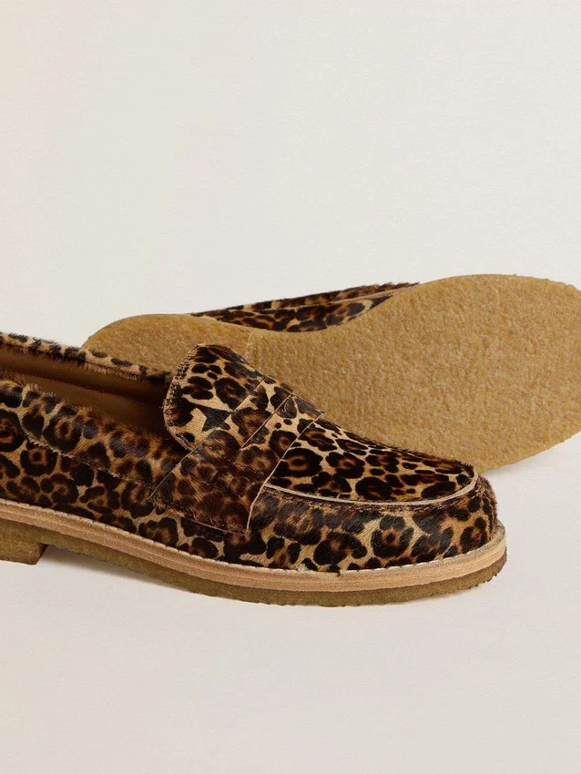 Mocassino da donna Jerry in pelle di pony con stampa leopardata