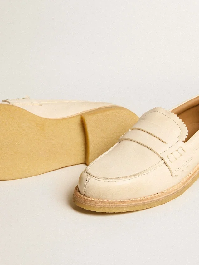 Mocassino Jerry in pelle bianco burro
