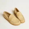 Mocassino Jerry in pelle scamosciata cerata color ecru