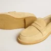 Mocassino Jerry in pelle scamosciata cerata color ecru