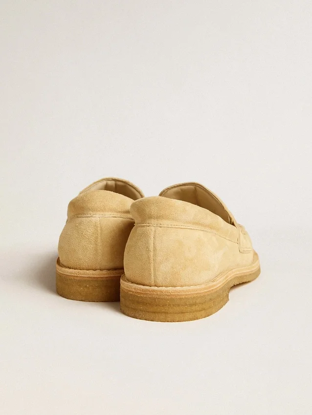 Mocassino Jerry in pelle scamosciata cerata color ecru