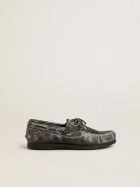 Mocassino Young Cruise in pelle nera invecchiata