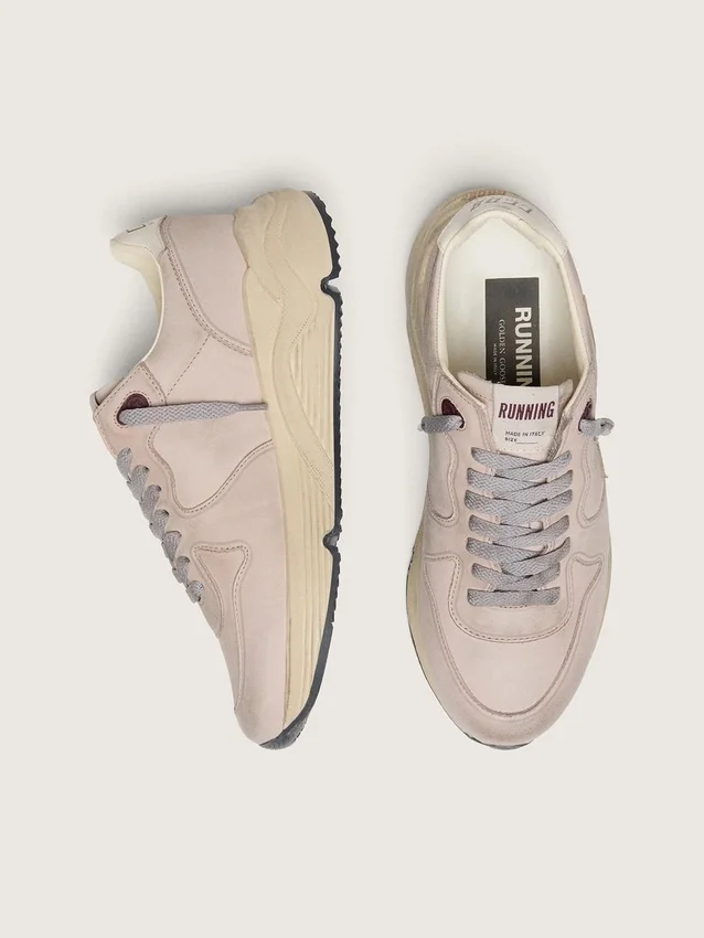 Modello da donna Running Sole in pelle rosa cipria con stella argentata