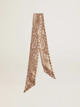 Nastro in twill di seta grigio tortora con motivo paisley